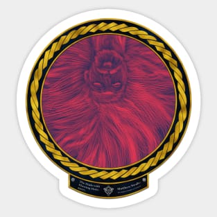 The Dude with Flowing Hair (frame gold celtic rope space) flipped Sticker